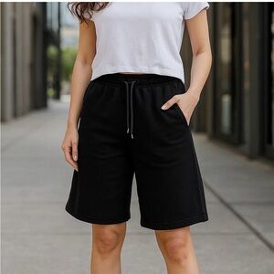 St. John Black Drawstring Bermuda Shorts-  vintage 1990’s-high waisted.